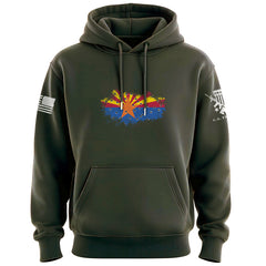 Bullet Hole Arizona Flag Ripped Hoodie