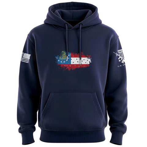 Bullet Hole Georgia Flag Ripped Hoodie