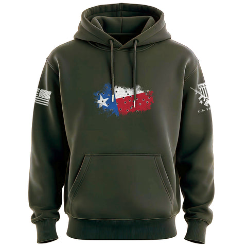 Bullet Hole Texas Flag Ripped Hoodie