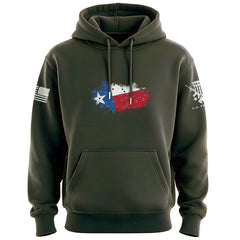 Bullet Hole Texas Flag Ripped Hoodie