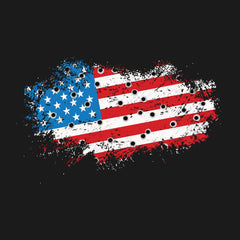 Bullet Hole USA Flag Ripped Hoodie