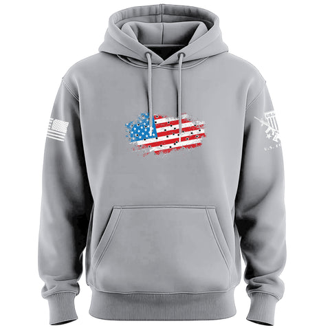Bullet Hole USA Flag Ripped Hoodie