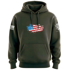 Bullet Hole USA Flag Ripped Hoodie