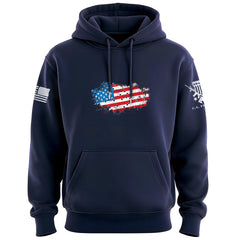 Bullet Hole USA Flag Ripped Hoodie