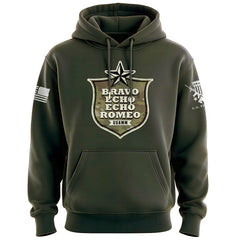Bravo Echo Echo Romeo Shield Hoodie