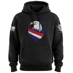 Eagle Head Shield Bottom Stripes Hoodie