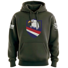 Eagle Head Shield Bottom Stripes Hoodie