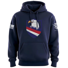 Eagle Head Shield Bottom Stripes Hoodie