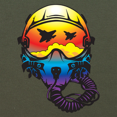 Fighter Helmet Sunset Reflection Graphic Hoodie