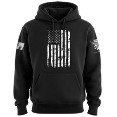One Color US Flag Distress Hoodie