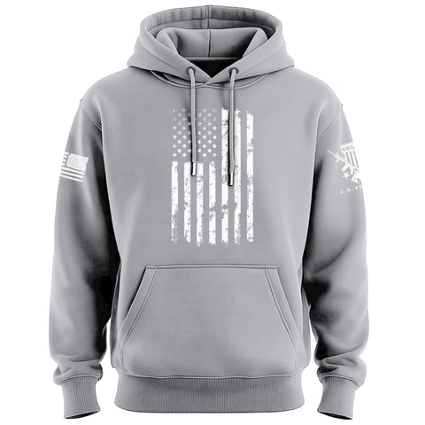 One Color US Flag Distress Hoodie