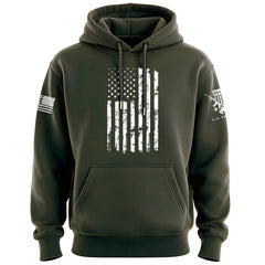 One Color US Flag Distress Hoodie