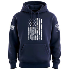 One Color US Flag Distress Hoodie