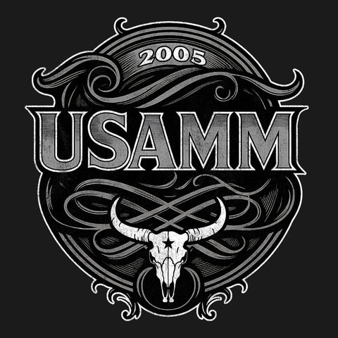 USAMM Black & White Longhorn Skull Hoodie
