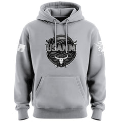USAMM Black & White Longhorn Skull Hoodie