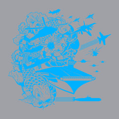 Cyberpunk Koi Design Carrier Battle Group Hoodie