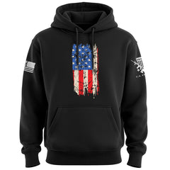 Distressed Vertical US Flag Hoodie