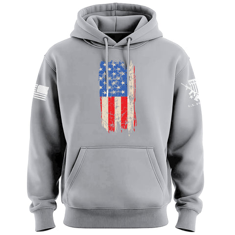 Distressed Vertical US Flag Hoodie