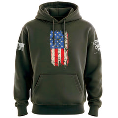 Distressed Vertical US Flag Hoodie