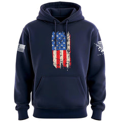 Distressed Vertical US Flag Hoodie