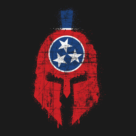 Spartan Helmet Tennessee Flag Distressed Hoodie