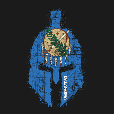 Spartan Helmet Oklahoma Flag Distressed Hoodie